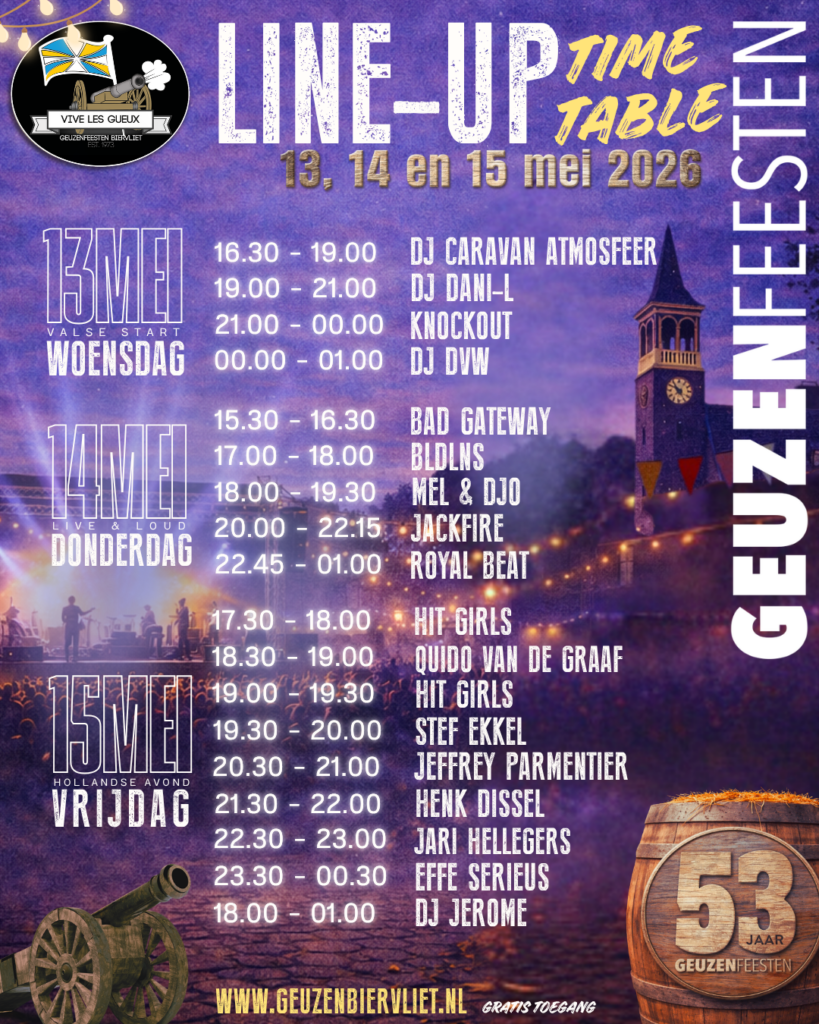 Geuzenfeesten Timetable Lineup